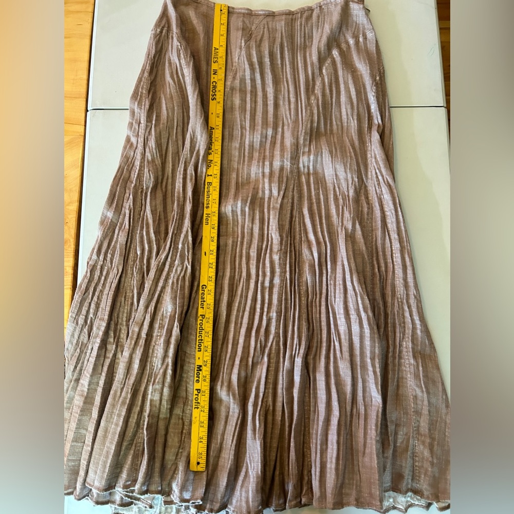 Chico’s Maxi Skirt Beige pleated cotton fabric with side zipper size 2